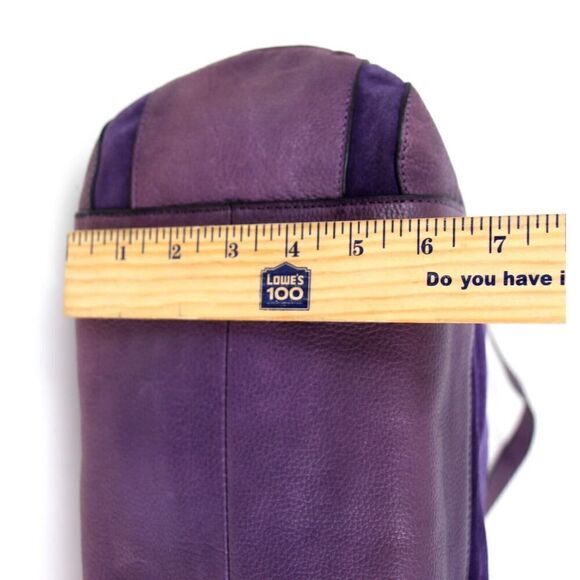 Vince Camuto PURPLE GENUINE LEATHER SHOULDER BAG HANDBAG TOTE HOBO PURSE - Picture 13 of 16